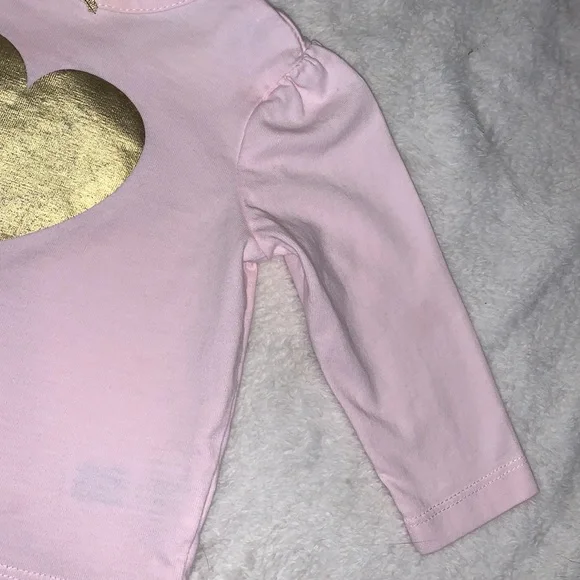 Little Me Pink & Gold Heart Top 12M Baby Girl - Picture 3 of 10